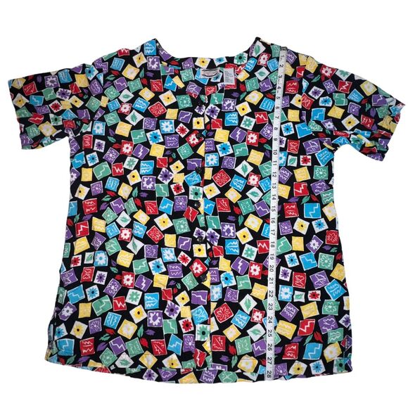 VTG Separate Issue Top Women 20 Button Front Colorblock Floral 80s 90s Shirt - Picture 10 of 10